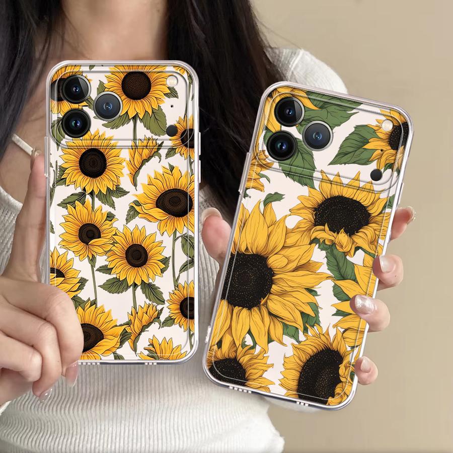 Apple Iphone 15 - Etui z uroczym wzorem słonecznika na